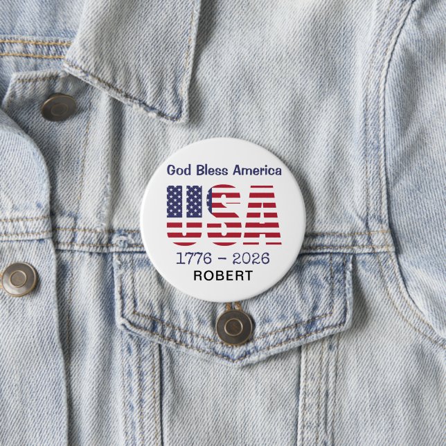 Patriotic USA God Bless America 3-in Round Button Knapp (In Situ)
