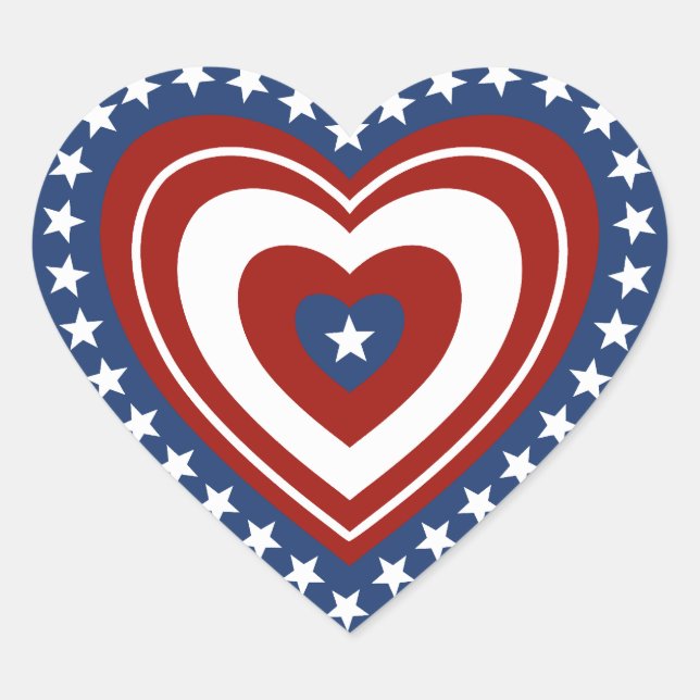 Patriotic USA Heart Hjärtformat Klistermärke (Framsida)