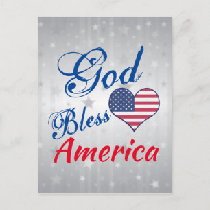 Patriotic USA Heart Välsigna dig America Vykort