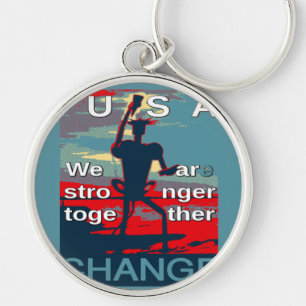 Patriotic USA Hope Graphic Art Print Design Rund Silverfärgad Nyckelring