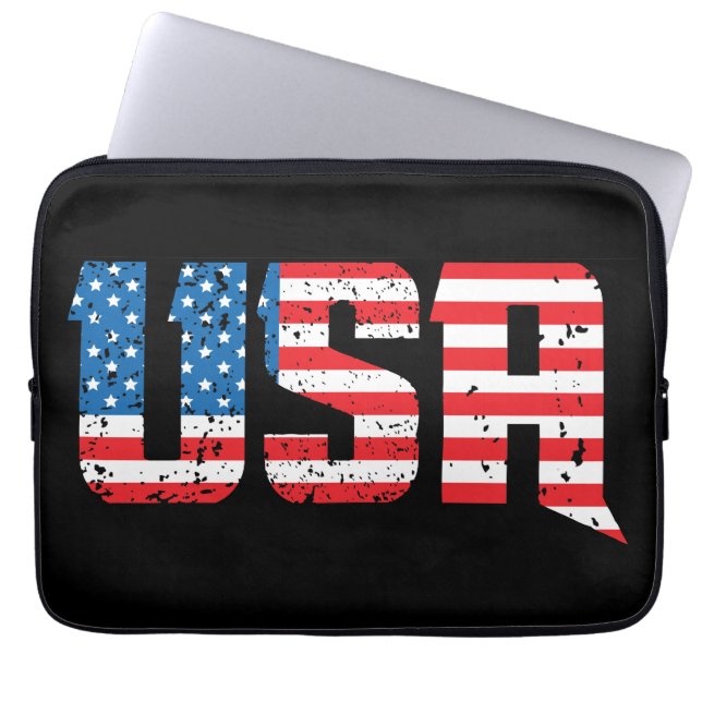 Patriotic USA i Red, White och Blue Laptop Fodral (Framsidan)
