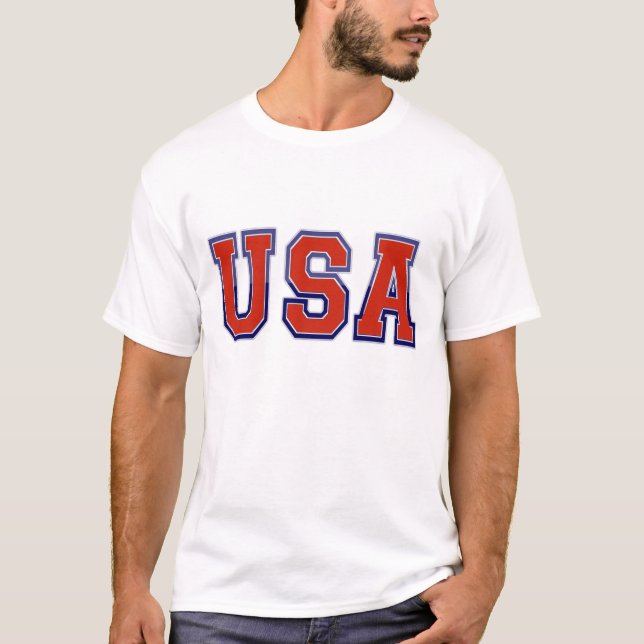 Patriotic USA i Red White och Blue T-shirt (Framsida)