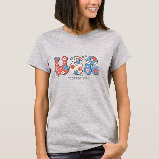 Patriotic USA Kärlek 4 juli Independence day T Shirt (Framsida)