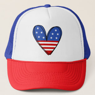 Patriotic USA Kärlek Heart Keps