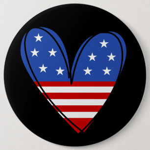 Patriotic USA Kärlek Heart  Knapp