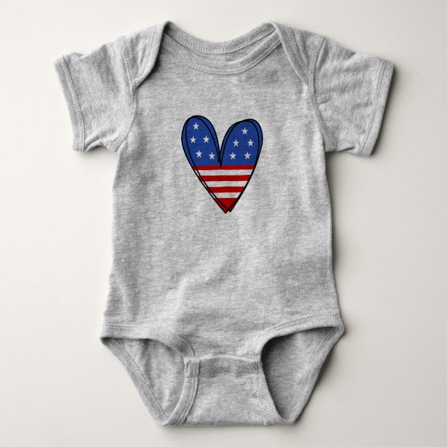 Patriotic USA Kärlek Heart T Shirt (Framsida)