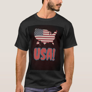 Patriotic USA Karta Design med fetstil Lettering T Shirt