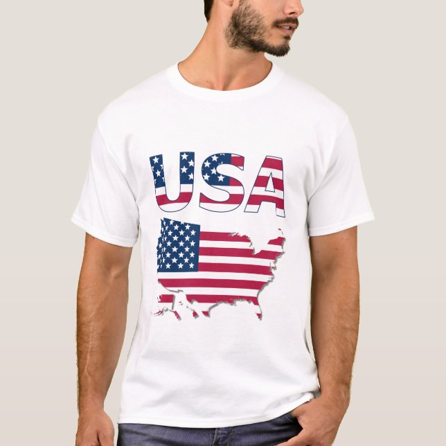 Patriotic USA Lettering, Karta, Flagga politiska s T Shirt (Framsida)