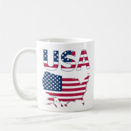 Patriotic USA Lettering & Karta om Flagga Politik Kaffemugg
