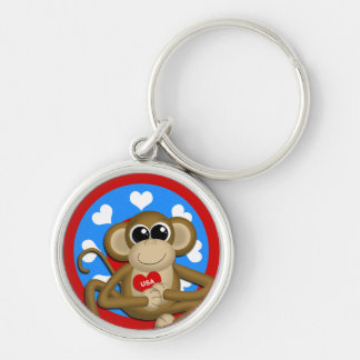 Patriotic USA Monkey Premium Keychain Rund Silverfärgad Nyckelring