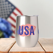 Patriotic USA Monogram Läppar Thermal Vin Tumbler