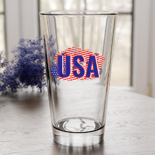 Patriotic USA Monogram Lipstick Kiss Glass Glaskopp
