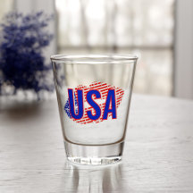 Patriotic USA Monogram Lipstick Kiss Shot Glass
