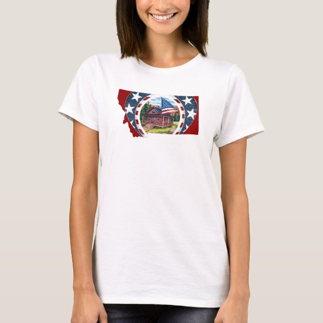 Patriotic USA Montana T Shirt (Framsida)