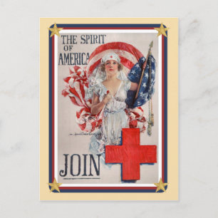 Patriotic USA - Red Kor Går med Vykort