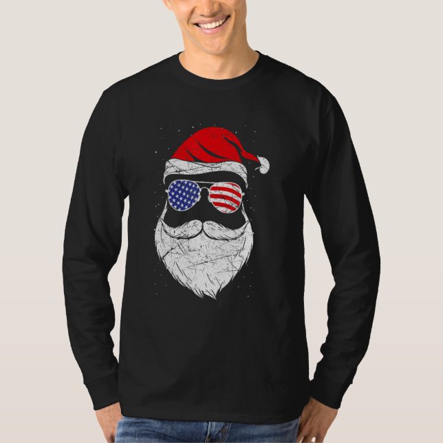 Patriotic USA Santa Claus T Shirt (Framsida)