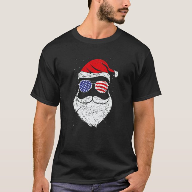 Patriotic USA Santa Claus   T Shirt (Framsida)