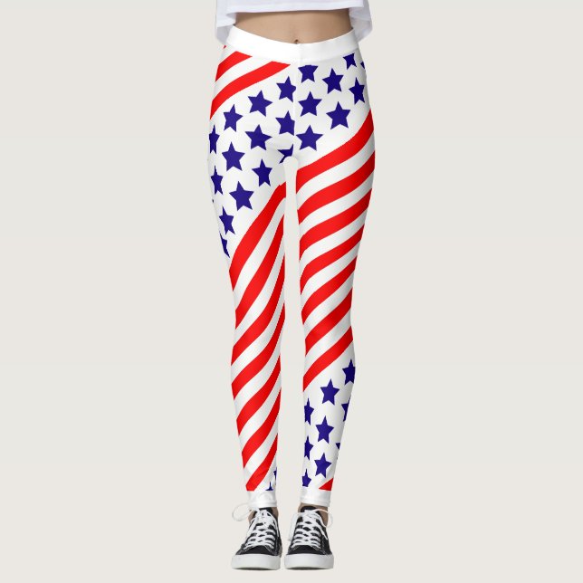 Patriotic USA Stars och stripes Leggings (Framsida)