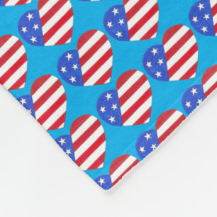 Patriotic USA Stars Rand Heart American Flagga Fleecefilt