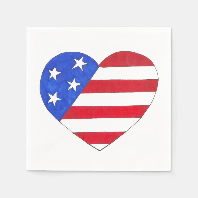 Patriotic USA Stars Rand Heart American Flagga Pappersservett (Framsidan)