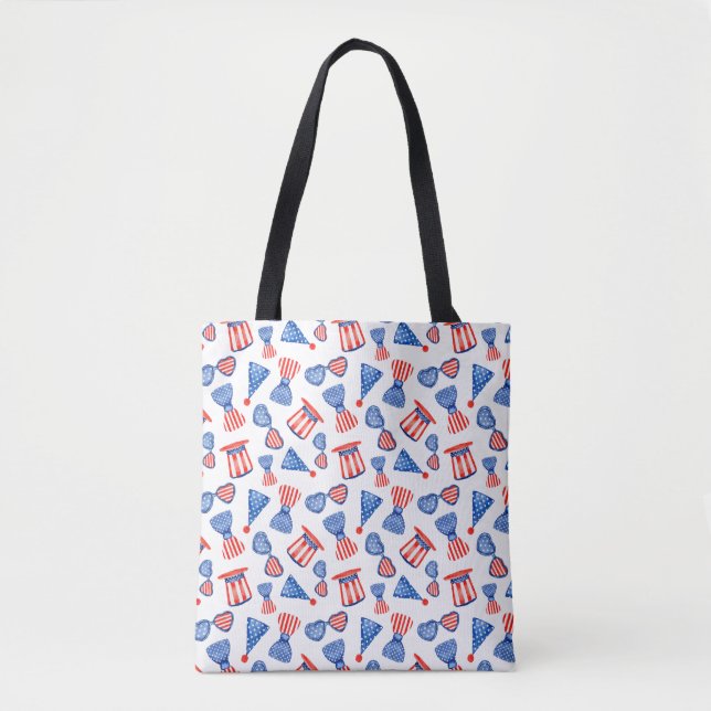 Patriotic USA Stars, Rand och Bow Ties Tote Tygkasse (Framsida)