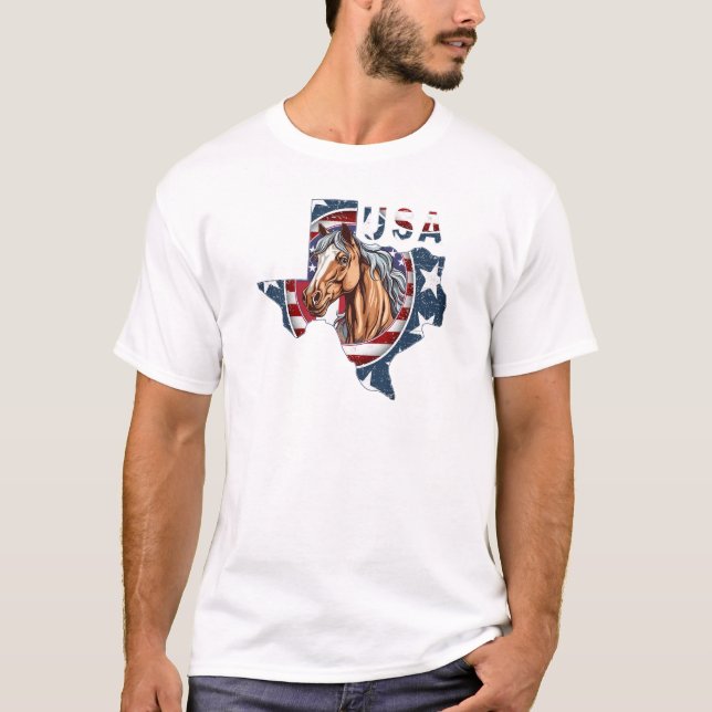 Patriotic USA Texas T Shirt (Framsida)