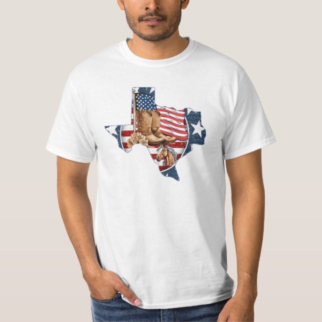 Patriotic USA Texas T Shirt (Framsida)