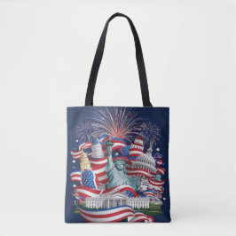 Patriotic USA Tote Bag – Double-Sided American Fla Tygkasse