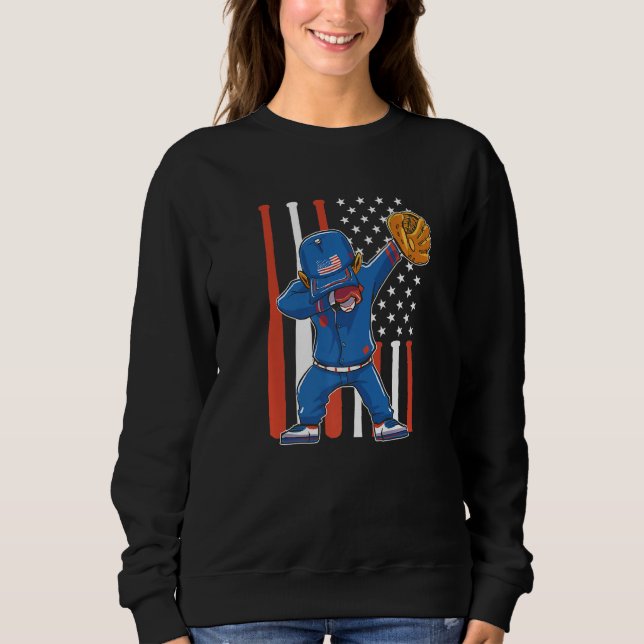 patriotic usa us flag dabbin' baseball player Prem T Shirt (Framsida)