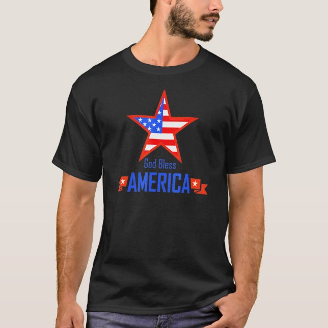 Patriotic Usa - Välsigna dig Amerika T Shirt (Framsida)