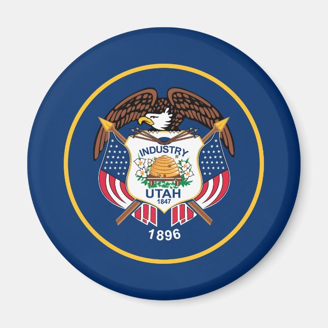 Patriotic Utah Statlig flagga Magnet (Framsidan)