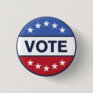 Patriotic Val Vote American Flagga Button Knapp