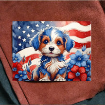 Patriotic Valp Amidst Blooms Postcard