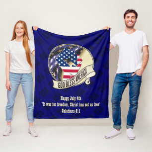 Patriotic VÄLSIGNA DIG AMERICA 4 juli Fleecefilt