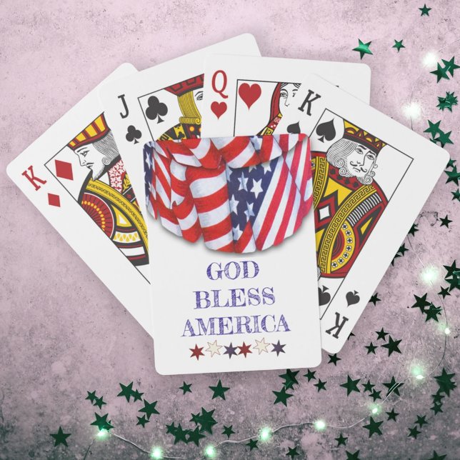 Patriotic Välsigna dig America Bunting Casinokort (patriotic "God Bless America" back of playing cards)