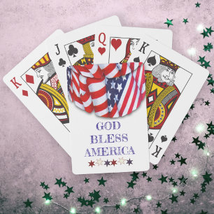 Patriotic Välsigna dig America Bunting Casinokort