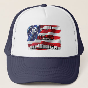 Patriotic Välsigna dig America Eagle och Flagga Keps