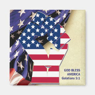 Patriotic VÄLSIGNA DIG AMERICA Flagga Magnet