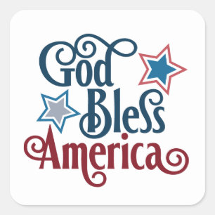 Patriotic Välsigna dig America ord art Fyrkantigt Klistermärke