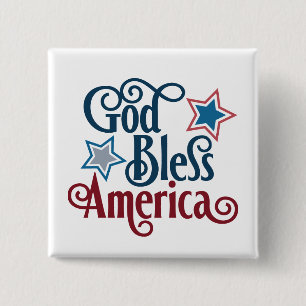 Patriotic Välsigna dig America ord art Knapp