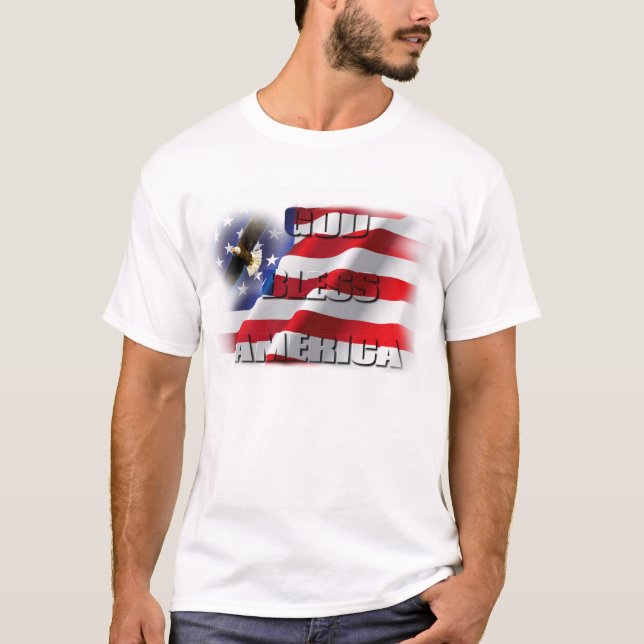 Patriotic Välsigna dig America Soaring Eagle USA f T-shirt (Framsida)