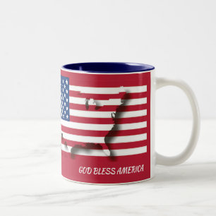 Patriotic VÄLSIGNA DIG AMERICA Två-Tonad Mugg