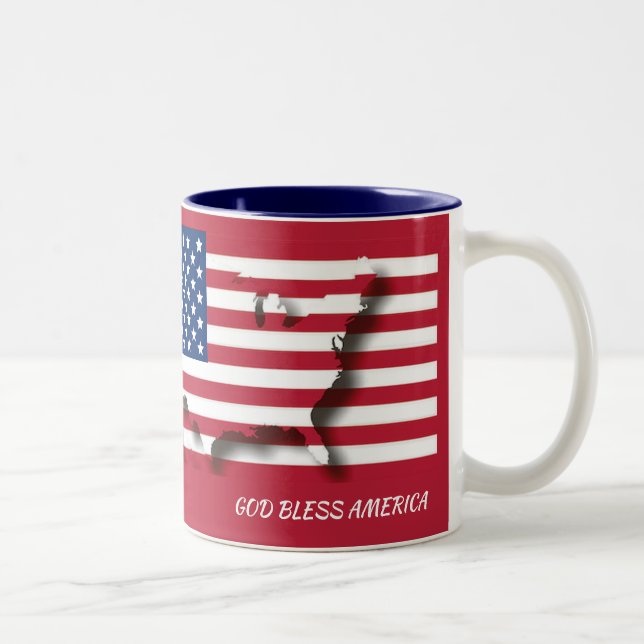 Patriotic VÄLSIGNA DIG AMERICA Två-Tonad Mugg (Höger)