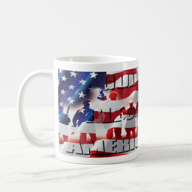 Patriotic Välsigna dig America U.S.A. flagga Kaffemugg (Vänster)