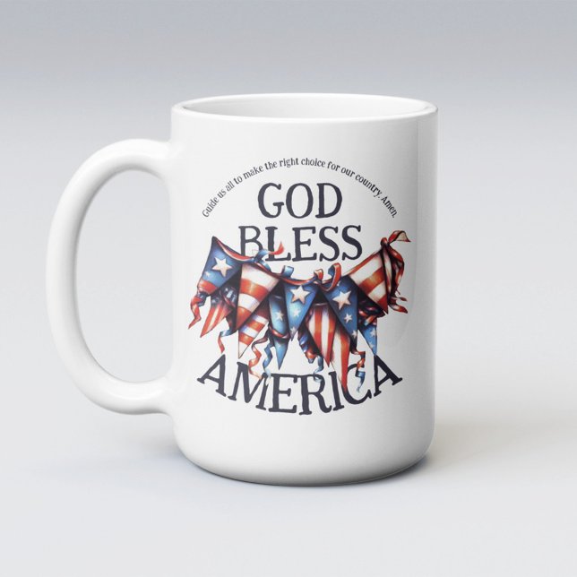 Patriotic Välsigna dig America Voters Prayer Bunti Kaffemugg (Skapare uppladdad)
