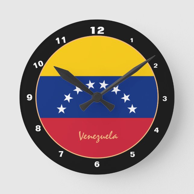 Patriotic Venezuela Flagga, Venezuela Home / desig Rund Klocka (Framsida)