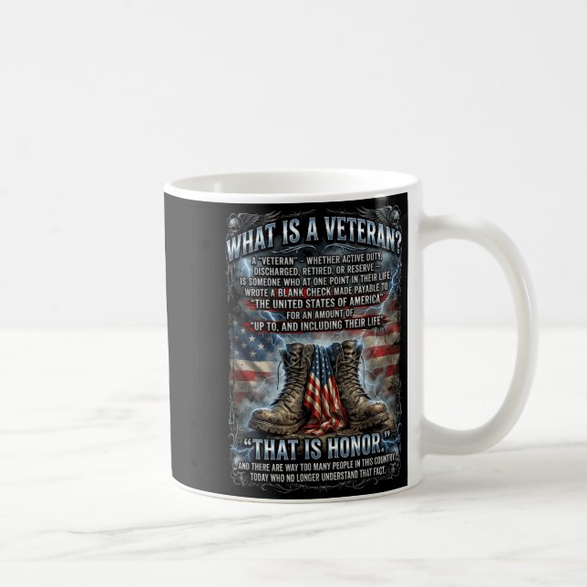 Patriotic Veteran Definition Blank Check Sacrifice Kaffemugg (Höger)
