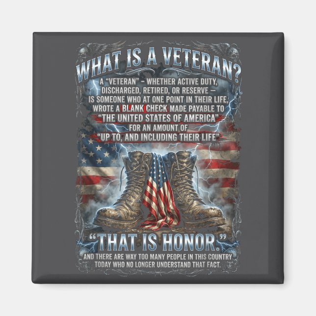 Patriotic Veteran Definition Blank Check Sacrifice Magnet (Framsidan)