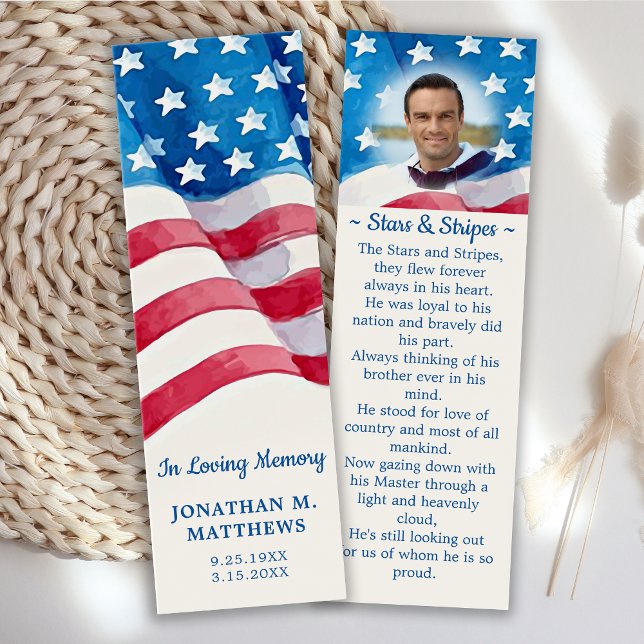 Patriotic Veteran Memorial Funeral Prayer Bookmark Litet Visitkort (Skapare uppladdad)