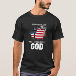 Patriotic Veteran stand 4 American Flagga & God Me T Shirt